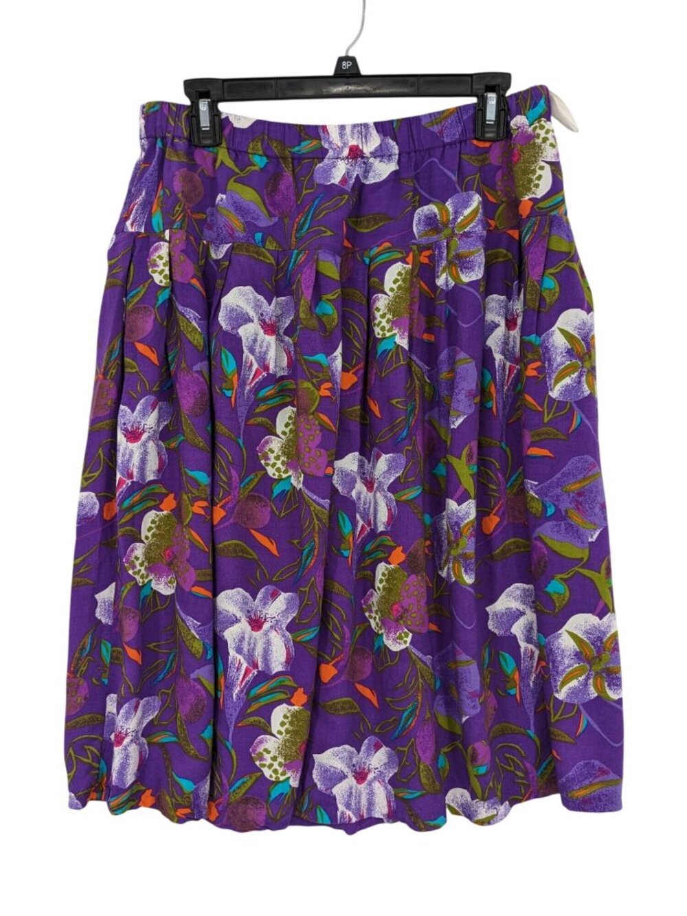 Vintage 90s Floral Pleated Midi Skirt High Rise Festival Indie Tropical Medium